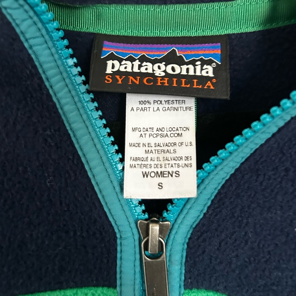 Womens Patagonia synchilla color block zip up
